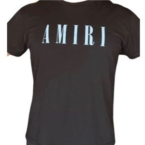 AMIRI Black Tee with Blue font on Front-  Medium